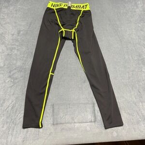 Nike Pro Combat Compression Leggings Womens Large Black Piping Running Gym Yoga